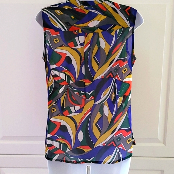 Banana Republic Sheer Colorful Print Blouse S - Picture 4 of 6